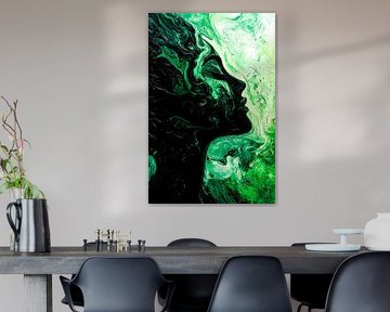 Mystical female silhouette in green
