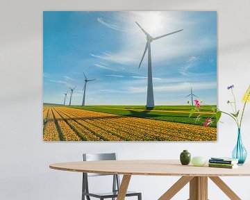 Tulpen in het veld met windturbines in de achtergrond van Sjoerd van der Wal Fotografie