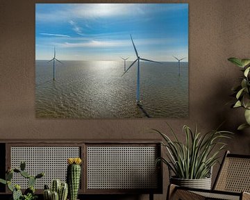 Windturbines in een offshore windpark produceren elektriciteit van Sjoerd van der Wal Fotografie