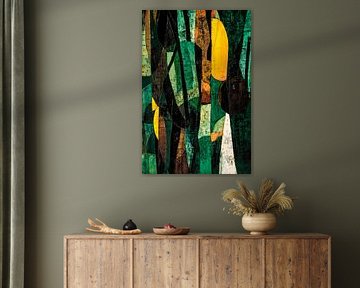Abstracte bossferen in groene tinten