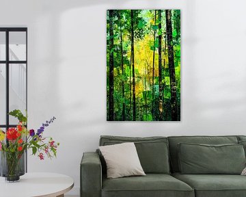 Abstract bos met groene tinten