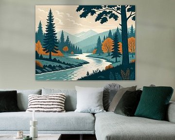 Rustige riviervallei van Artistic
