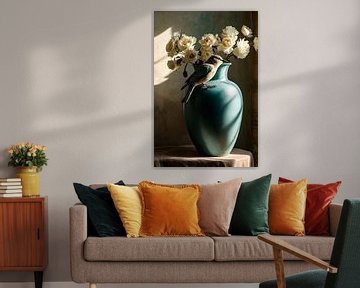 Elegante vogel op bloemenvaas van Art & Soul Creations