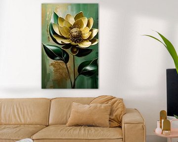 Gouden bloem op groene achtergrond van Imperial Art House