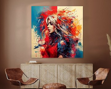 Blauw-Rood - Split Lady van Günter Puschmann