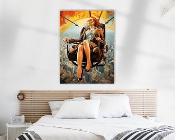 woman glider sitting city surreal sport hobby dreamlike