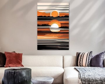 Abstract sunset with lines