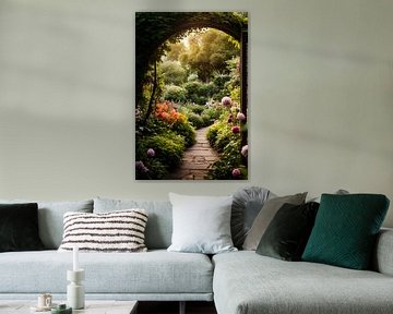 Kleurrijke tuin met stenen pad van Art & Soul Creations