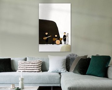 Minimalist band illustration with instruments