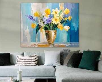 Spring! Still life with tulips and daffodils by Studio Pieternel