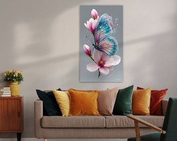 vlinder op bloem van Gelissen Artworks