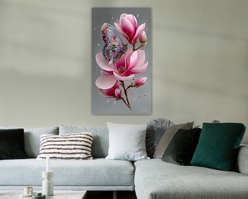 vlinder op bloem van Gelissen Artworks