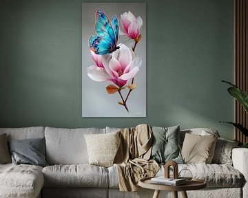 vlinder op bloem van Gelissen Artworks