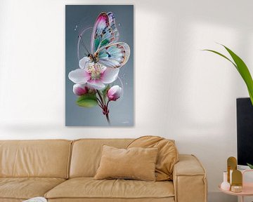 vlinder op bloem van Gelissen Artworks
