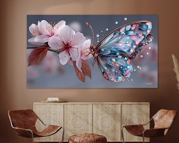 vlinder op bloem van Gelissen Artworks