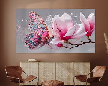 vlinder op bloem van Gelissen Artworks