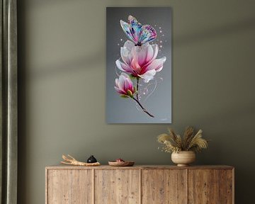 vlinder op bloem van Gelissen Artworks