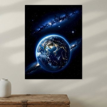 Aarde met sterrenstelsel