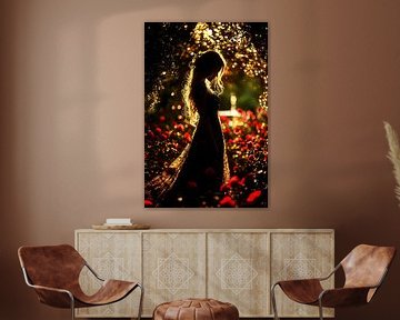 Vrouwelijk silhouet tussen rozen van Art & Soul Creations