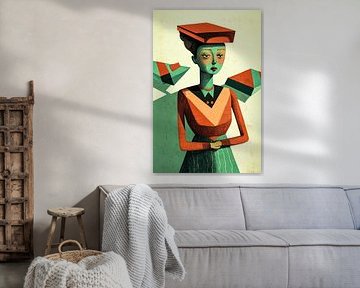 Geometrisch portret in art deco-stijl van Art & Soul Creations