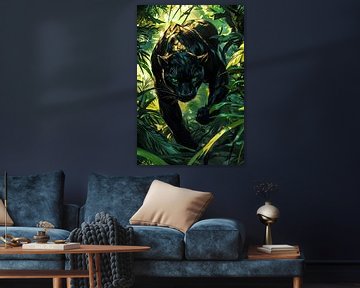 Zwarte panter in jungle decor van Imperial Art House