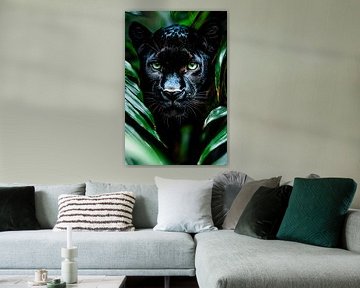 Black panther with green eyes