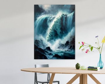 bulderende waterval rotsen onweer dramatische rivier nevel van gm_designs
