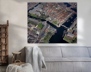 1987: Historische luchtfoto van de stad Leiden