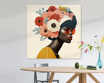 Retro Floral Portrait van J.O. Han