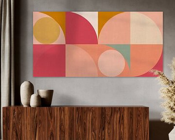 Koraal en Roze Retro Design Abstractie van Dina Dankers