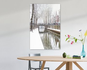 Winter op de Nieuwegracht in Utrecht. van André Blom Fotografie Utrecht