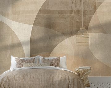 Organic modern abstract shapes on linen by Dina Dankers