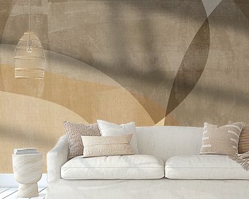 Taupe and Beige Abstract Shapes on Linen by Dina Dankers