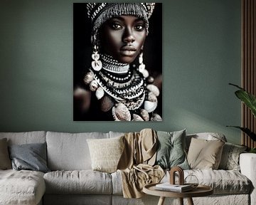 Afrikaanse vrouw met etnische sieraden van Carla Van Iersel