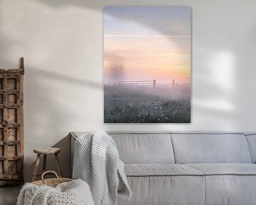 Mistige zonsopkomst in de polder van Elise van den Boogaart