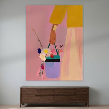 Ein Eimer voller bunter Blumen