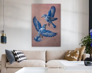Delfts Blauwe Vlucht – sierlijke vogels in porseleinen perfectie van But First Framing