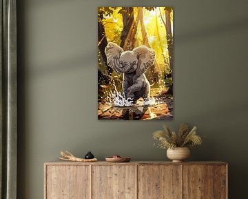 Schattige babyolifant in bos van Imperial Art House
