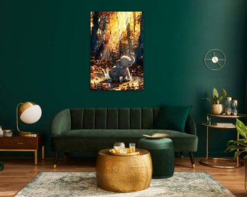 Spelende olifant in herfstbos van Imperial Art House