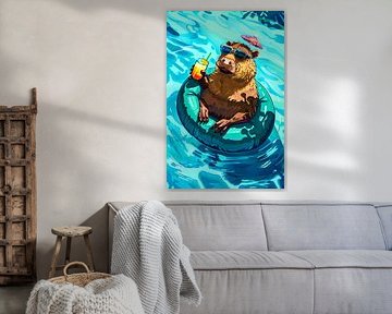 Capybara avec lunettes de soleil dans la piscine sur Imperial Art House