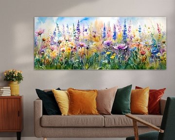 Panoramagemälde eines Sommerblumengartens