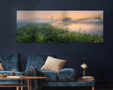 Panorama zonsopkomst bij Schildjer Tilbat, De Paauwen, Groningen van Henk Meijer Photography
