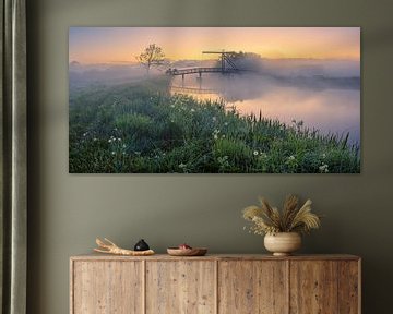 Panorama zonsopkomst bij Schildjer Tilbat, De Paauwen, Groningen van Henk Meijer Photography