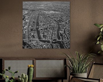 1976:Historische zwart/wit luchtfoto van de stad Leiden