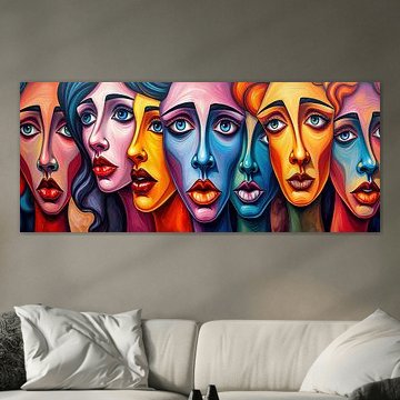 Faces of women - heads full of colour in conversation with the invisible