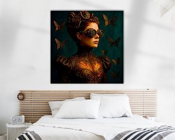 Gesichter des Lichts: Die Kupferseherin der tanzenden Zahnräder von Klaus Tesching - Art-AI