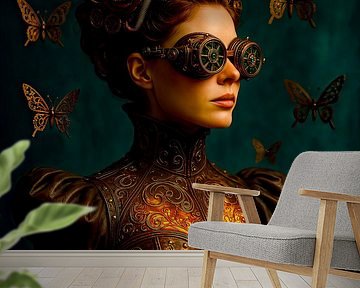 Gesichter des Lichts: Die Kupferseherin der tanzenden Zahnräder von Klaus Tesching - Art-AI