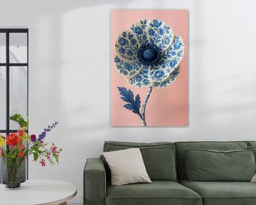 Beautiful Delft Blue Poppy - Porcelain Flower