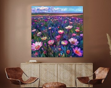 Bloemen | Dance of Color Under Twilight van Abstract Schilderij