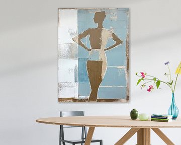Gestileerd Vrouwenfiguur | Poise in Blue van Abstract Schilderij
